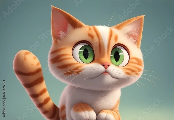 Obraz cute orange cat cartoon style.
