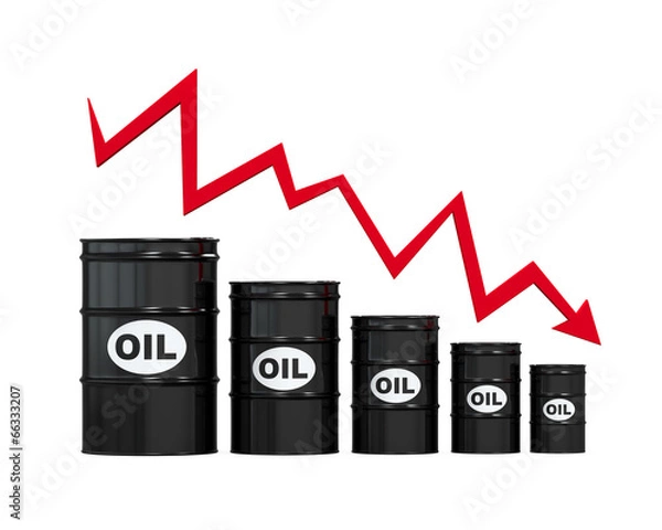 Fototapeta Oil Barrels with Red Arrow