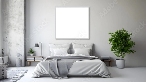 Fototapeta mock up picture frame in the bedroom