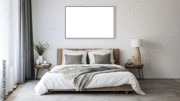 Obraz mock up picture frame in the bedroom