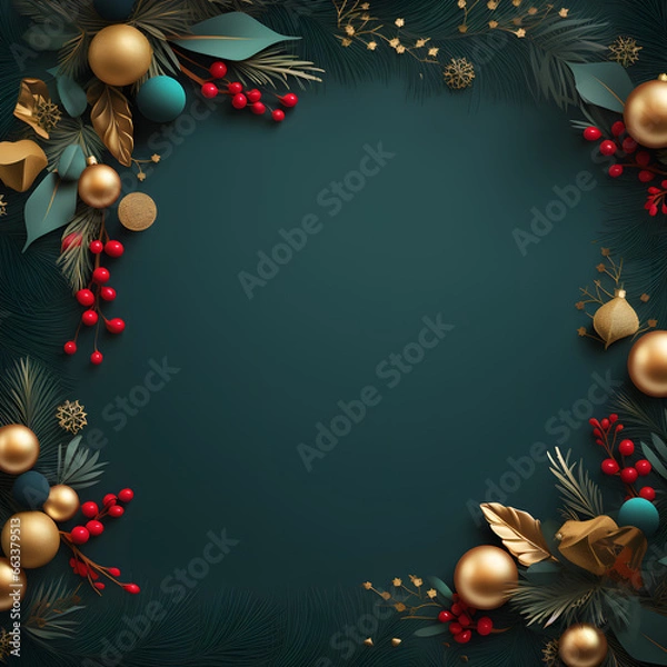 Obraz Christmas ans New Year seasonal social media background design in square with blank space for text. Template for holiday commercial promotion post.