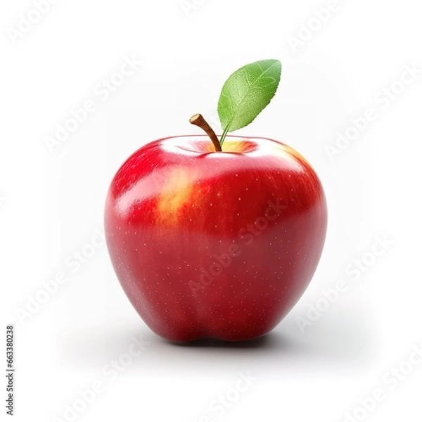 Fototapeta close-up photo of a ripe apple on a white background. Generative AI