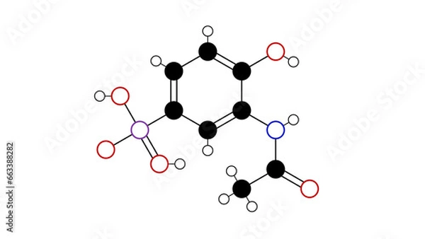 Fototapeta acetarsol molecule, structural chemical formula, ball-and-stick model, isolated image acetarsone