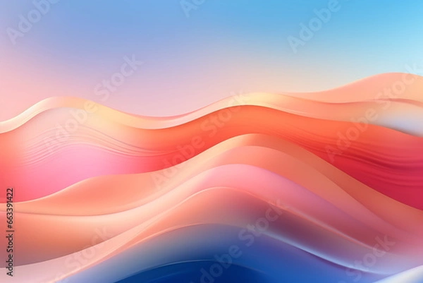 Fototapeta abstract 3d background wave lines peach shades gradient.