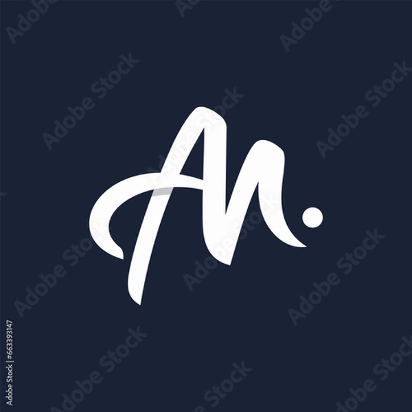 Fototapeta initial letter AM logo script