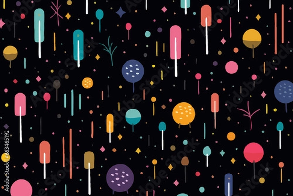 Fototapeta Meteor showers quirky doodle pattern, wallpaper, background, cartoon, vector, whimsical Illustration