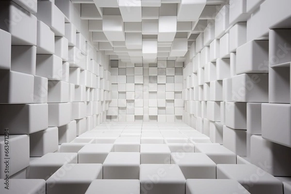 Obraz Hyper-realistic 3D cube patterned wallpaper in an optical illusion layout
