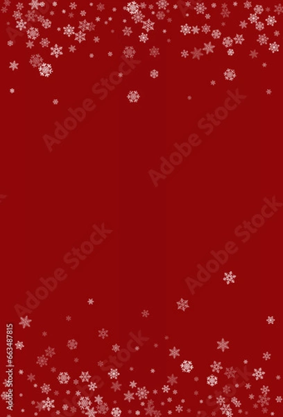 Fototapeta Silver Snowfall Vector Burgundy Background.