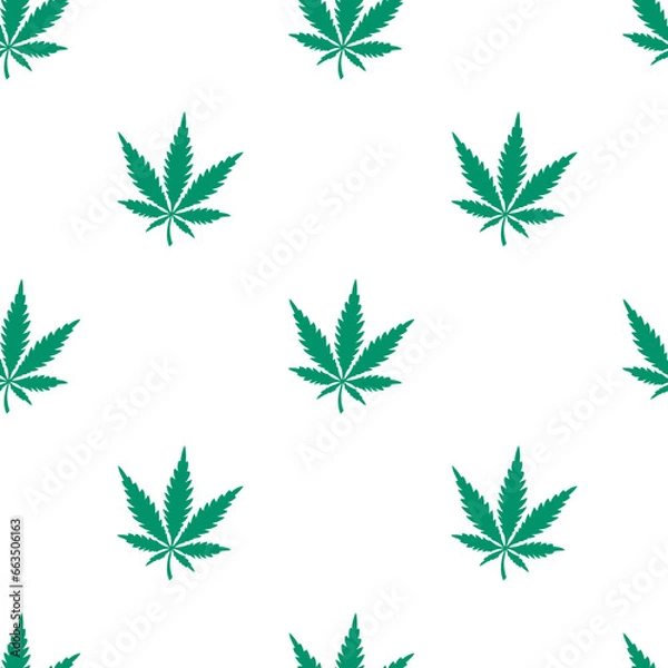 Obraz Weed seamless pattern Marijuana isolated cannabis leaf background wallpaper