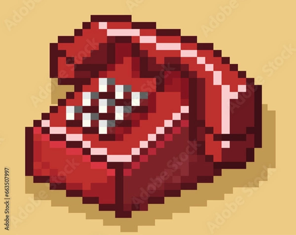 Obraz Red Phone Pixel art, red phone vector art in editable pixel.