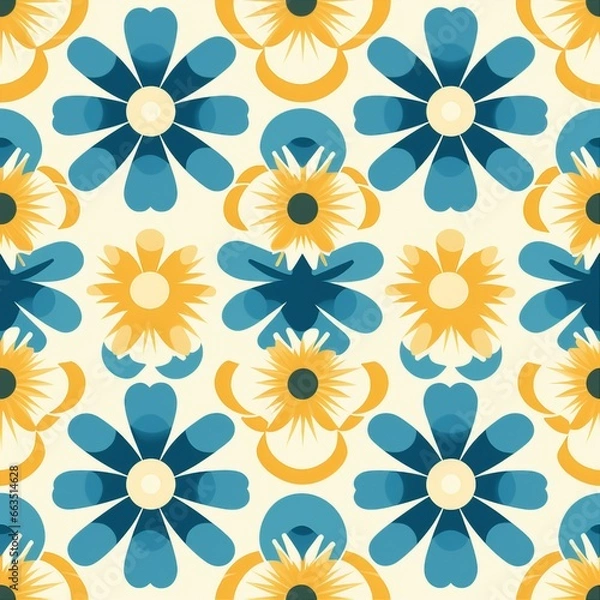 Fototapeta 1960s Mod Daisy Chains Pattern