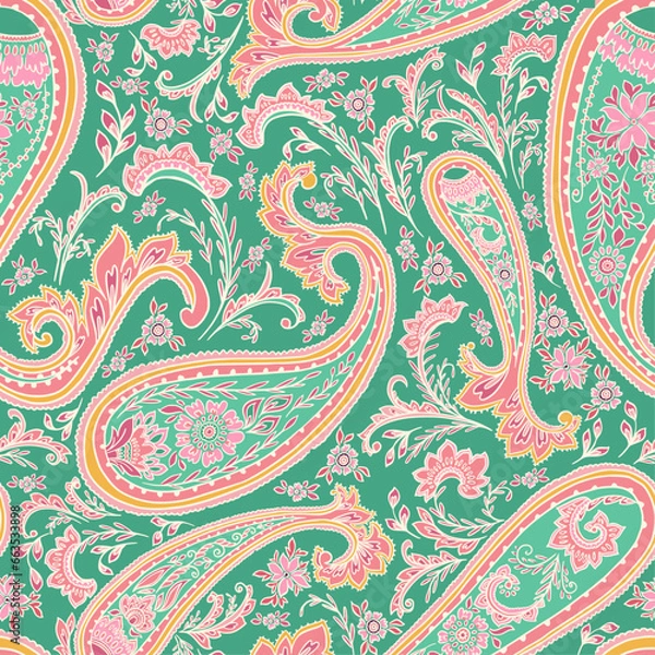 Obraz Vintage Green Paisley Pattern
