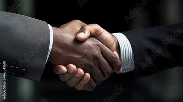 Fototapeta a handshake between business partners after reaching a successful agreement generative ai