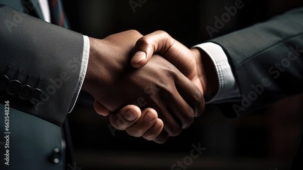 Fototapeta a handshake between business partners after reaching a successful agreement generative ai