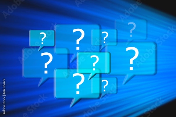 Fototapeta Help and support center with question marks