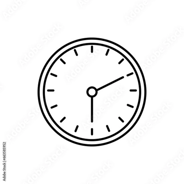 Fototapeta Circular wall clock line icon, linear style flat illustration on white background..eps