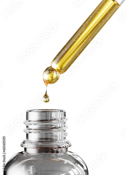 Fototapeta 3D Herbal medicine or aromatherapy dropper bottle And Pipette With Drop