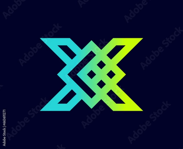 Fototapeta The monogram is the letter L and X. Elegant and outline.