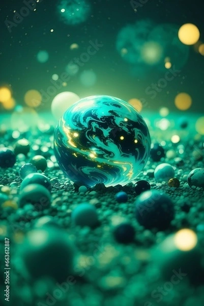 Fototapeta retro style theme, Explode planets by Me, bokeh, photo, 8k, dark, dynamic action, pale washed out style, shot on cyanotype, cracked lens, dreamy nostalgic, soft focus, texture