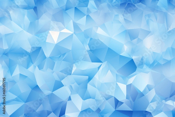 Fototapeta Abstract blue triangle background. Frozen ice design  - Generative AI illustration  