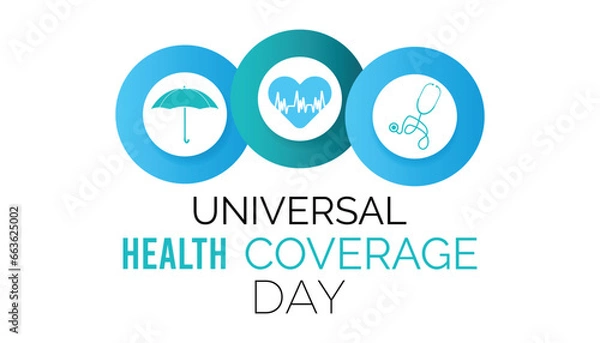 Fototapeta Vector illustration on the theme of Universal Health Coverage day observed each year during December.banner, Holiday, poster, card and background design.