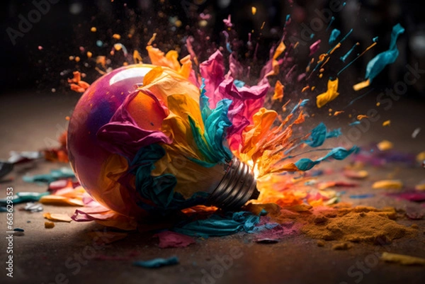 Obraz Vibrant Motion in Multi-Colored Bulb