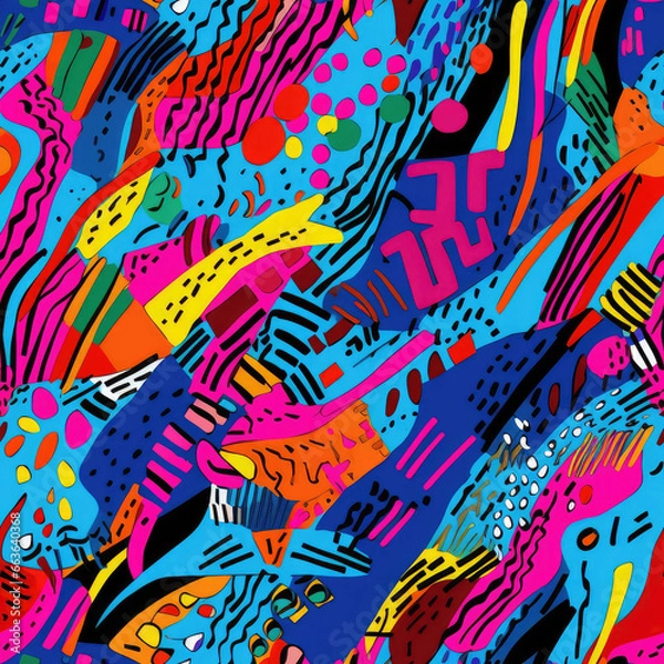 Fototapeta Graffiti grunge funky artistic repeat pattern