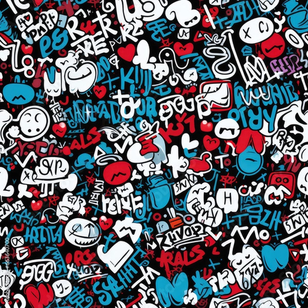 Fototapeta Graffiti grunge funky artistic repeat pattern