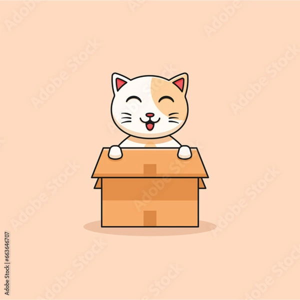 Obraz cute cat cartoon in the box