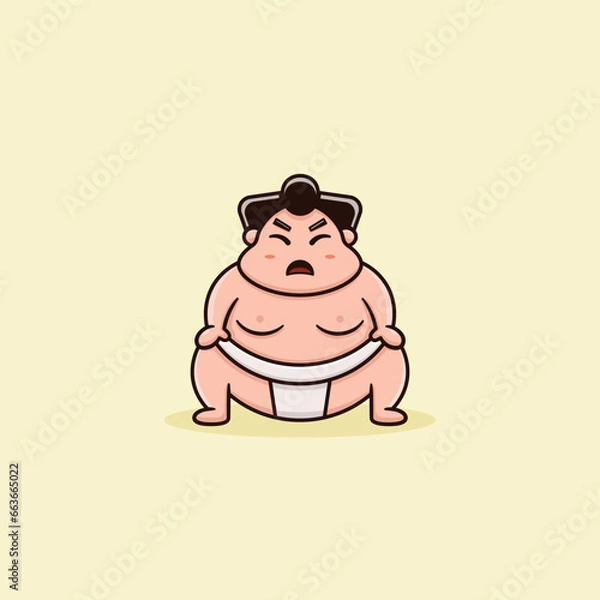 Obraz cute character sumo angry
