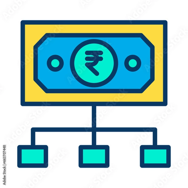 Obraz Lineal color Rupees Flow icon