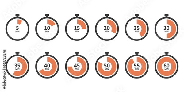 Fototapeta Clock Modern and Simple Icon, Timer or Stopwatch