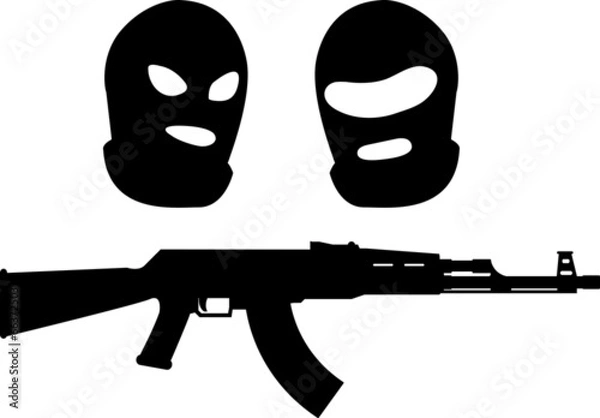 Obraz balaclavas and machine gun