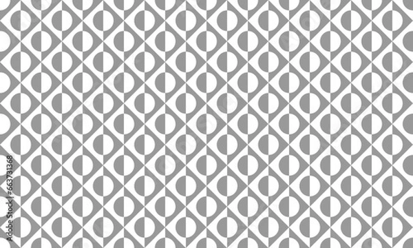 Fototapeta Geometric seamless pattern with grey and white rhombuses and circles. Vector Repeating Texture.