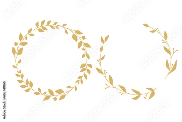 Obraz 金のラメの葉っぱフレームセット