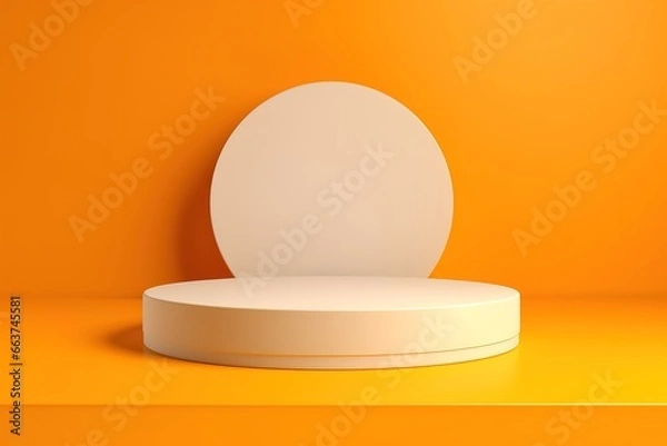 Fototapeta abstract minimal yellow scene with geometric shapes. product presentations, mockups, cosmetic product display shows, podiums, stage mats or platforms. generative AI