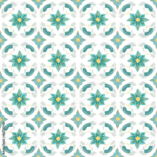 Fototapeta Medieval European tile repeat pattern