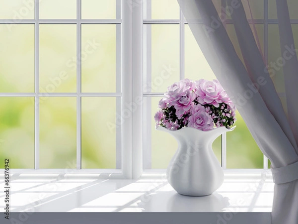Obraz Roses on a windowsill.