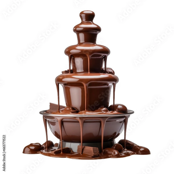 Fototapeta Chocolate fountain isolated on transparent background