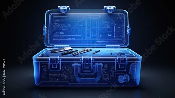 Fototapeta Electronic Workbench. Fictional characters created by Generated AI.