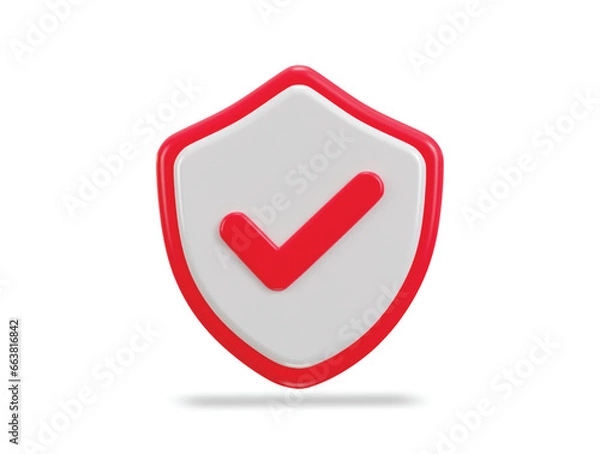 Fototapeta Right mark with protect shield 3d verified icon