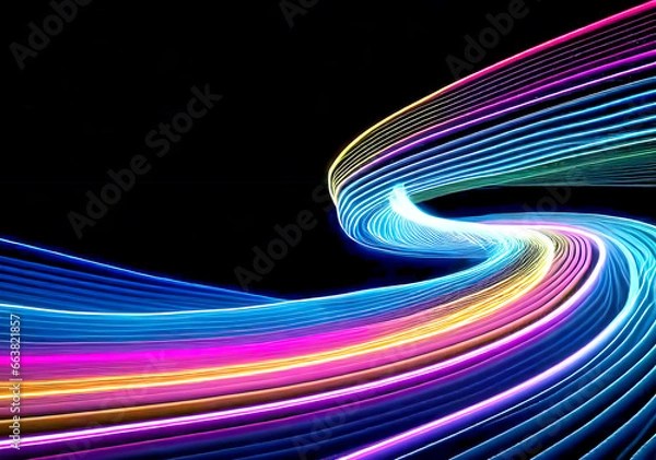 Fototapeta カーブしたカラフルな光線