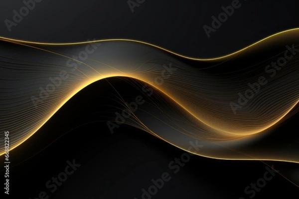 Obraz Golden Lines Texture on Black Background