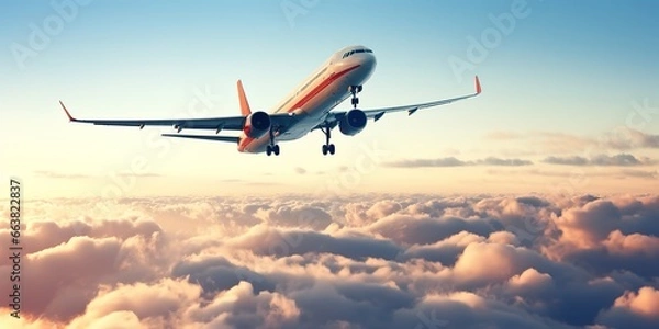 Fototapeta a plane flying above the clouds