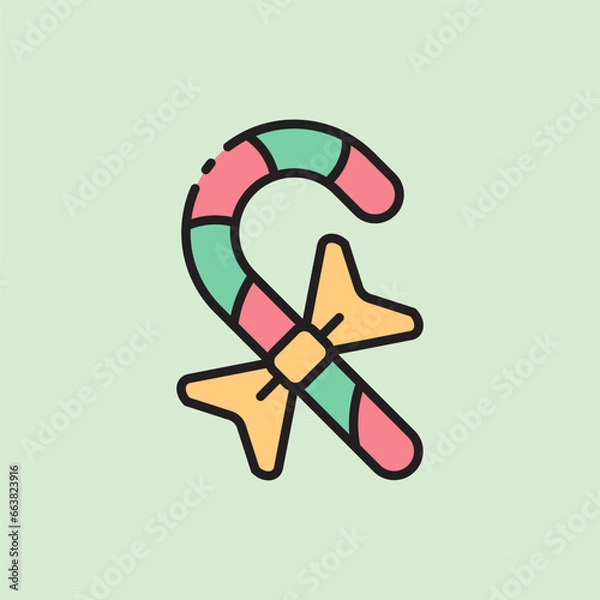 Obraz christmas candy cane icon with lineal color style