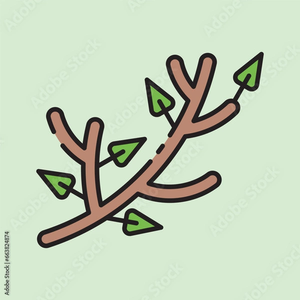 Obraz christmas branches icon with lineal color style