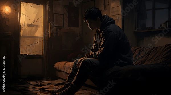 Obraz Young Adult in Dim Room