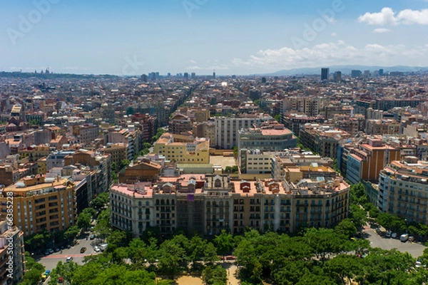 Fototapeta Aerial view of the Eixample district in Barcelona, Spain