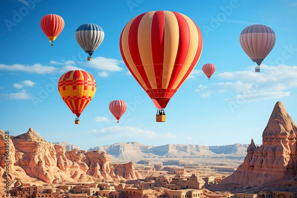 Fototapeta GENERATIVE AI: Skybound Euphoria - Hot Air Balloon Over Cappadocia