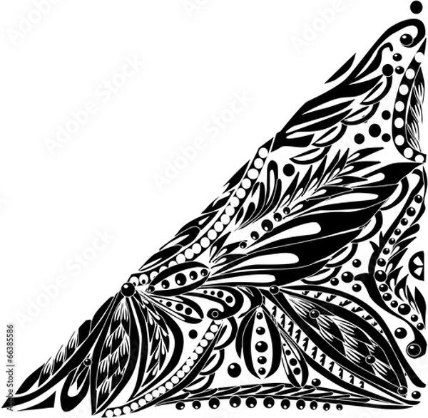 Fototapeta floral triangular isolated black corner